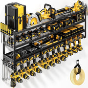 49" Wall-Mount Tool Organizer 4-Tier 12 Drills Holder Black