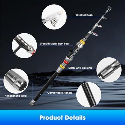 Telescopic 1.8m Carbon Fiber Fishing Rod Reel Combo Kit with Line Lures Bag