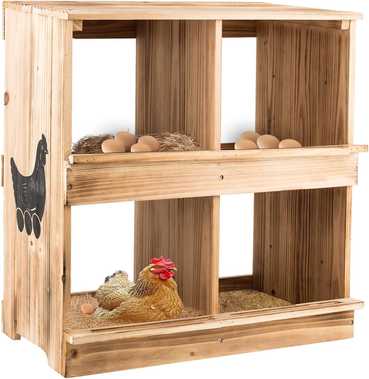 Wooden Chicken Nesting Box 4 Compartment Wall Mount