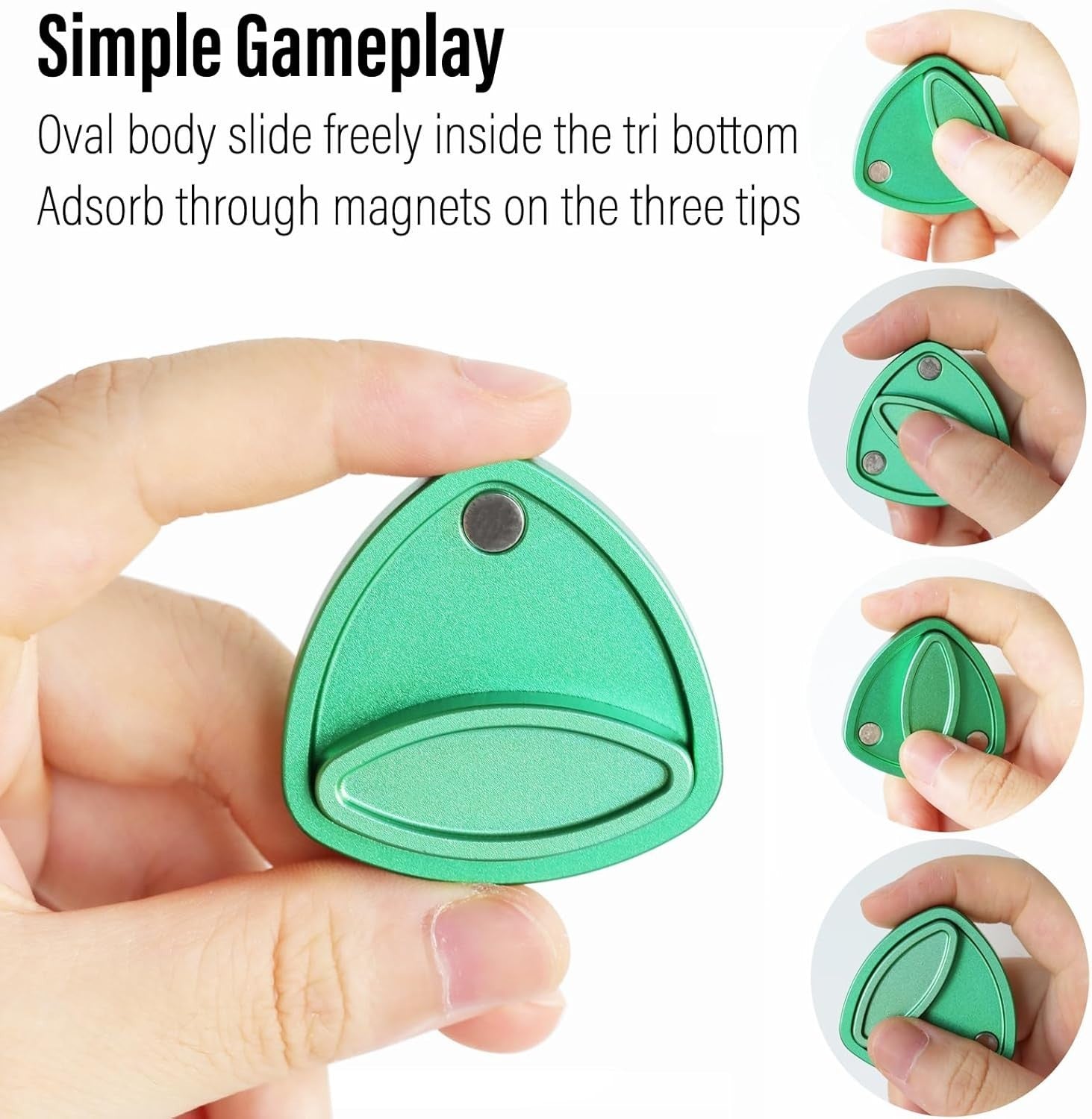 Green Triangle Metal Fidget Slider Magnetic Pivot Clicker EDC
