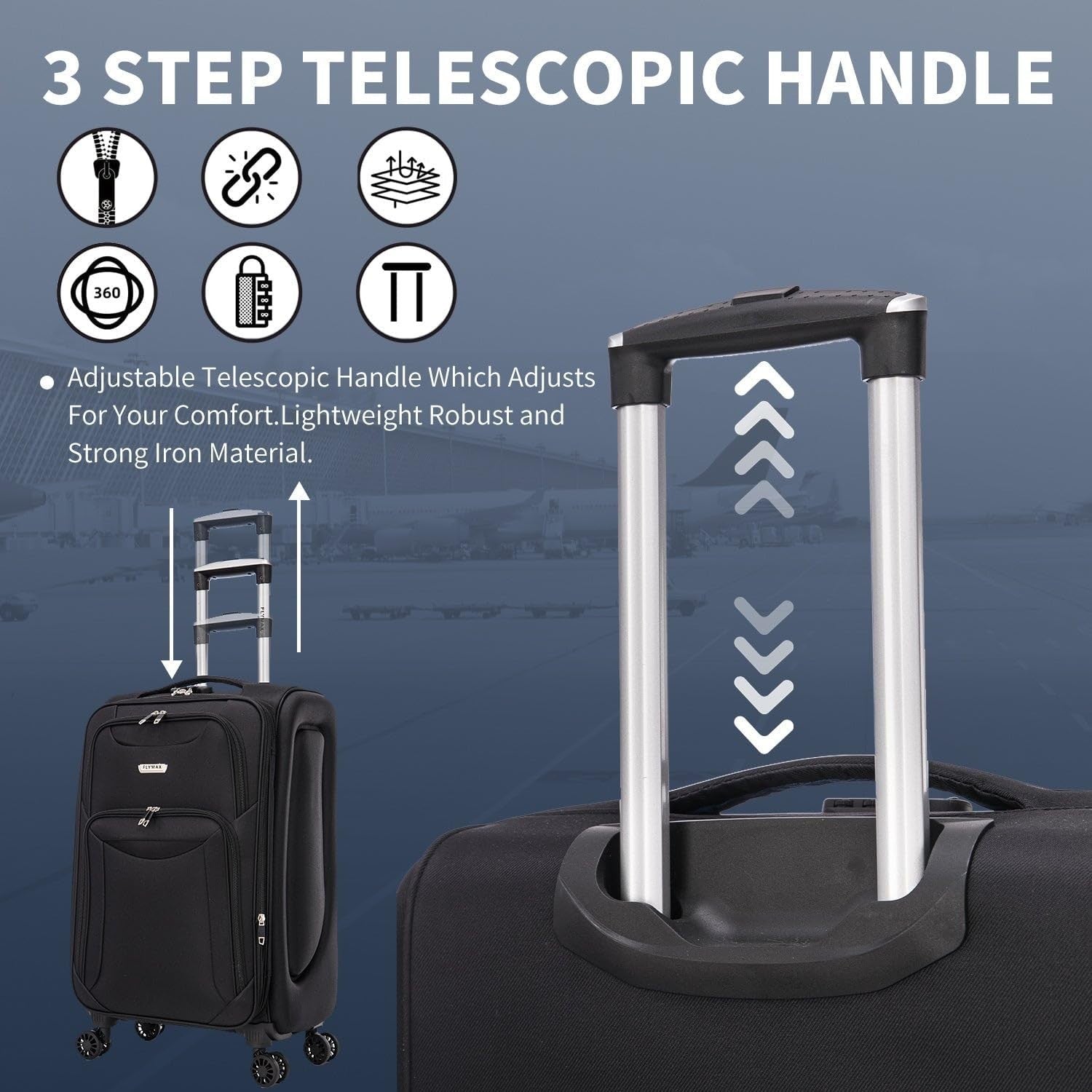 24” Medium Lightweight Expandable Suitcase 4 Wheel Travel Luggage Lock