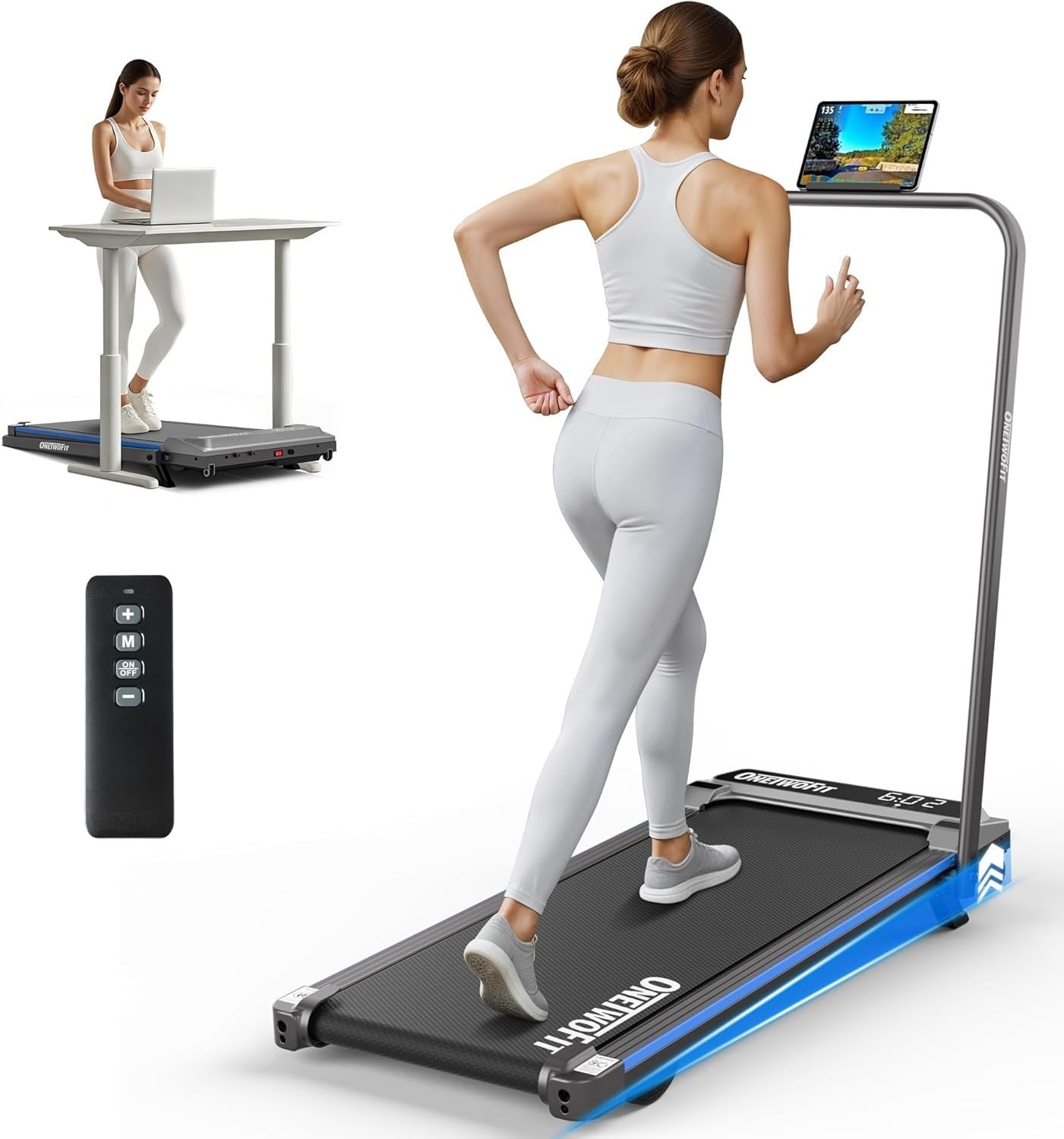 Under Desk Treadmill 9% Incline 4in1 Walking Running Machine 12kmh Quiet 150kg