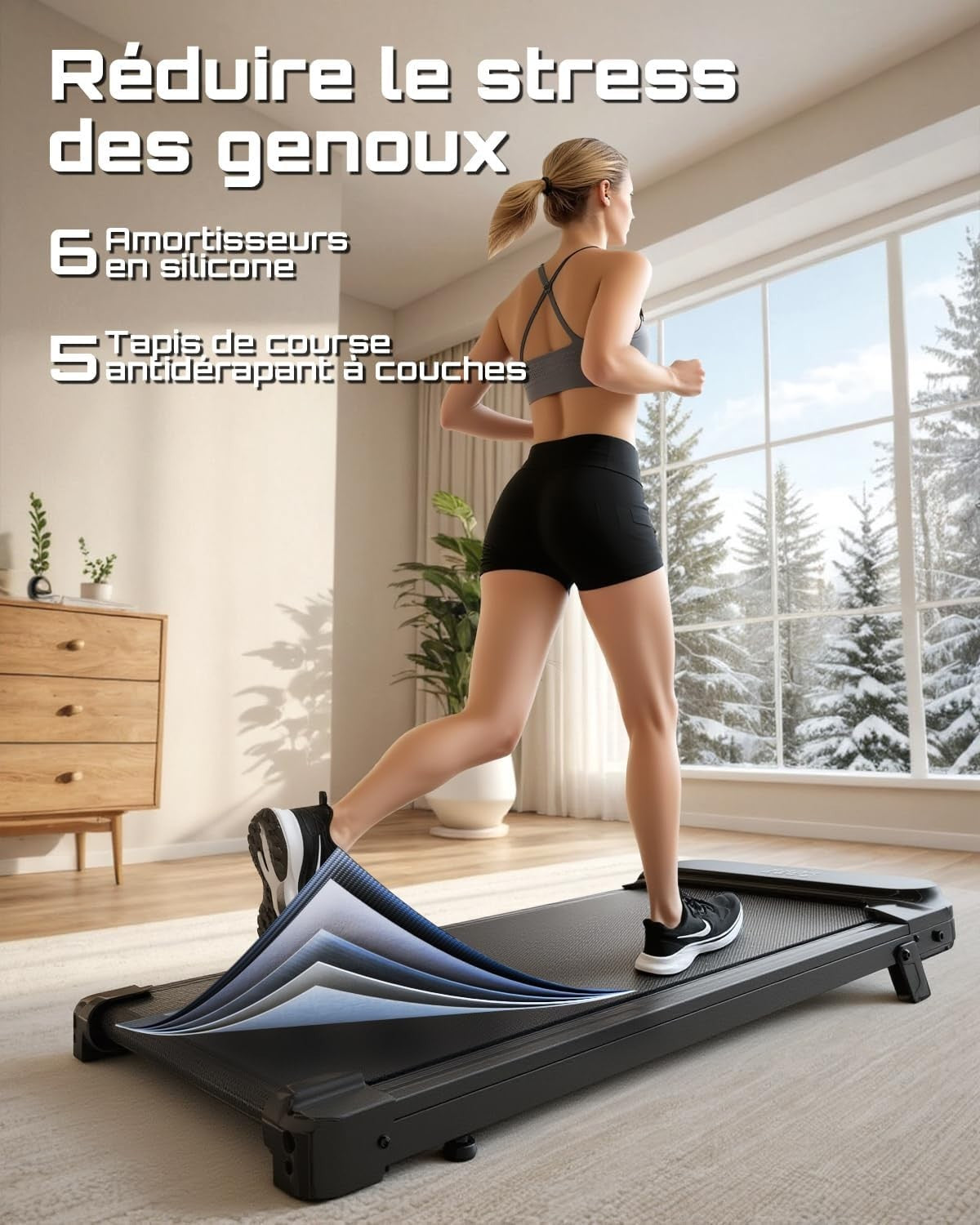 Under Desk Treadmill Walking Pad Foldable 8km/h Home Office Compact