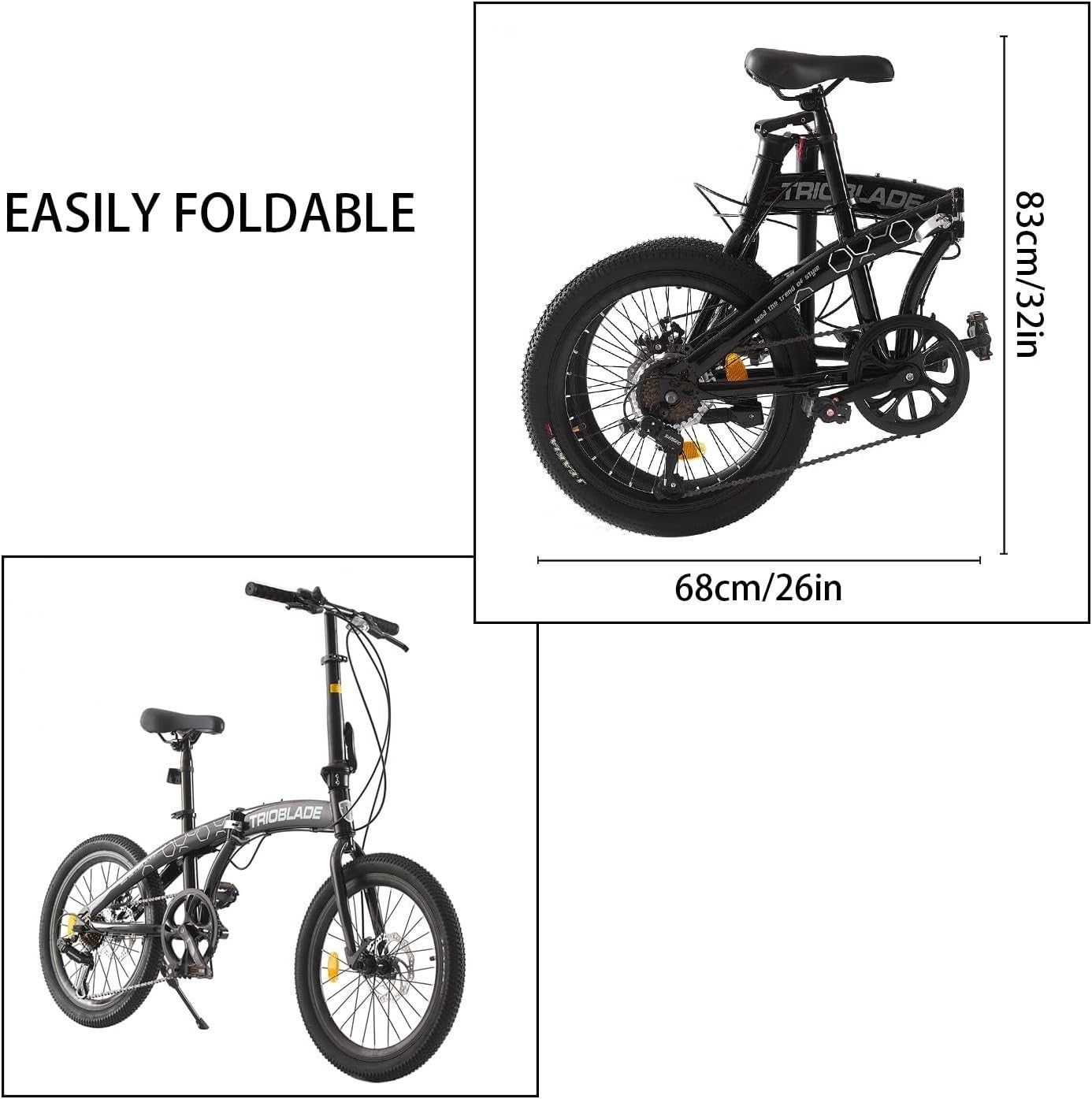 20 Inch Folding Commuter Bike 7-Speed Shimano Lightweight Aluminum