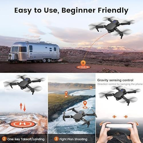 4K Dual Camera Foldable Drone w/ 360° Flip WiFi FPV 2 Batteries Carry Bag