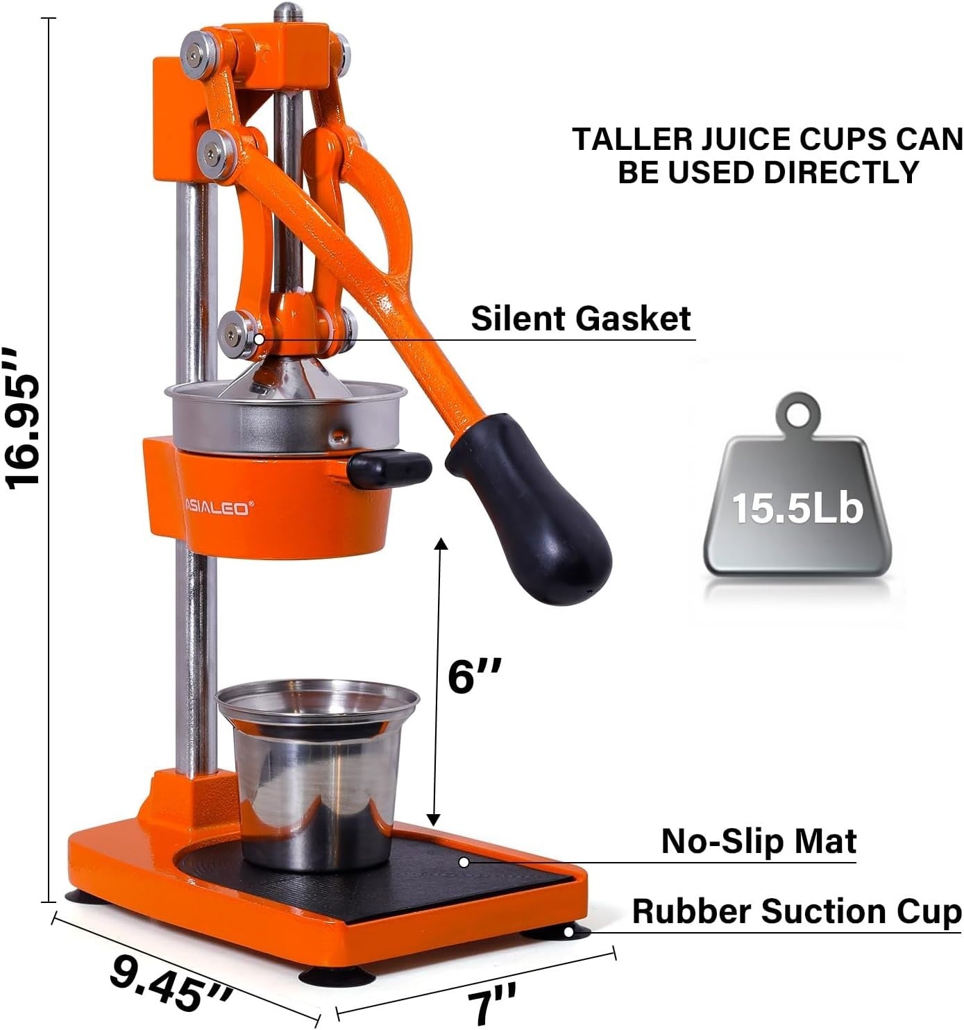 Heavy Duty Manual Citrus Press Countertop Juicer for Orange Lemon