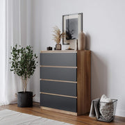 4 Drawer Chest Oak Black Storage Unit for Bedroom Hallway Modern Cabinet
