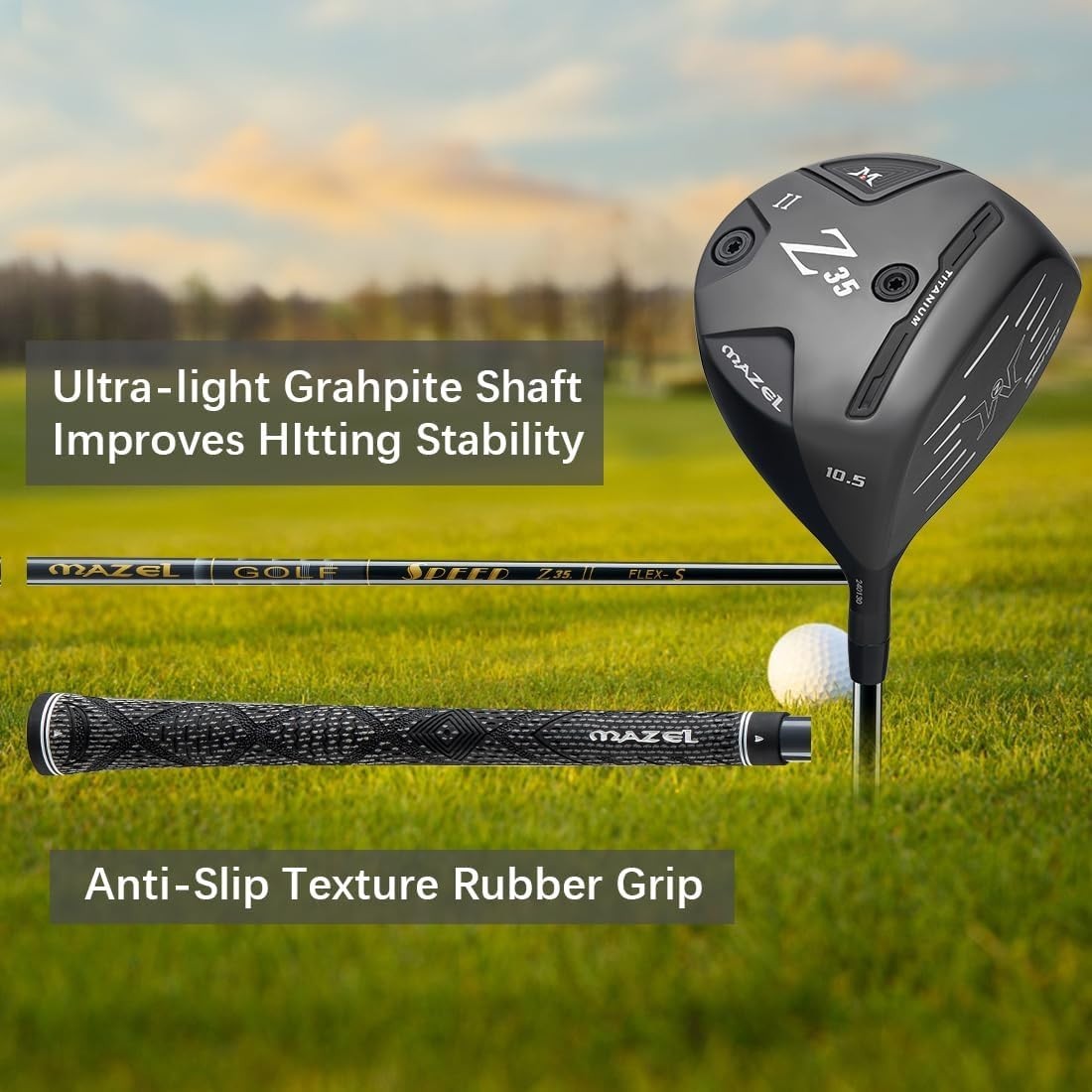 460cc Titanium Golf Driver 10.5° Right Hand Regular Flex Graphite Distance
