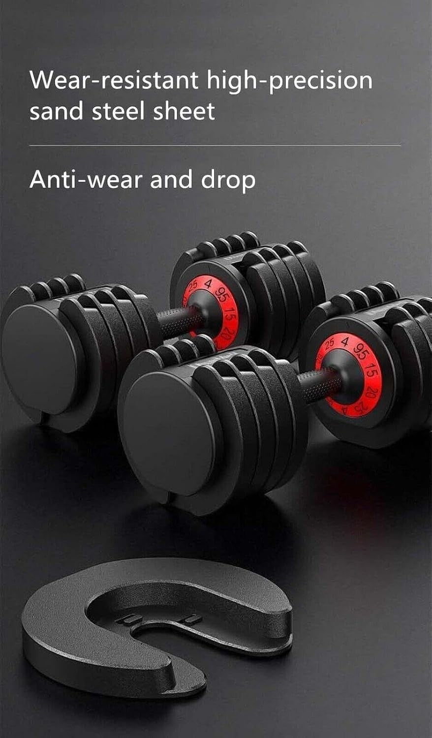 Adjustable Rotation Dumbbells Pair 2x24kg Quick Select Home Gym Weights
