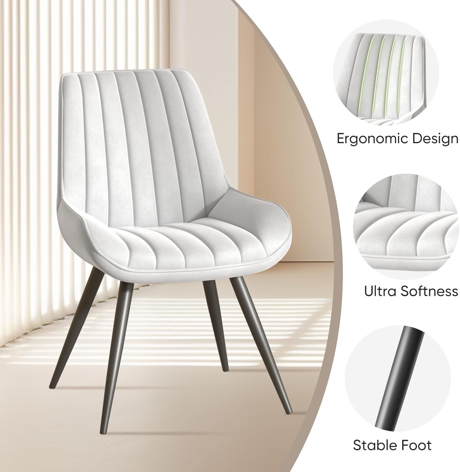 Set of 6 Stylish Upholstered Dining Chairs | Soft Padding & Durable Metal Legs