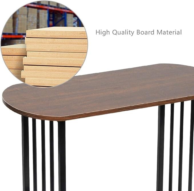 Oval Dark Walnut Side Table with 2-Tier Shelf – Modern Small Sofa Coffee Table
