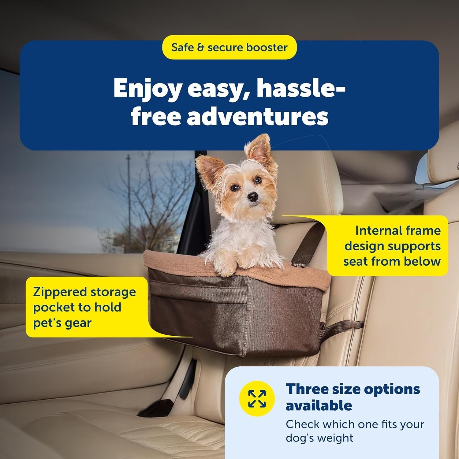 Dog Car Booster Seat Elevated Pet Travel Seat Safety Harness Medium Dog