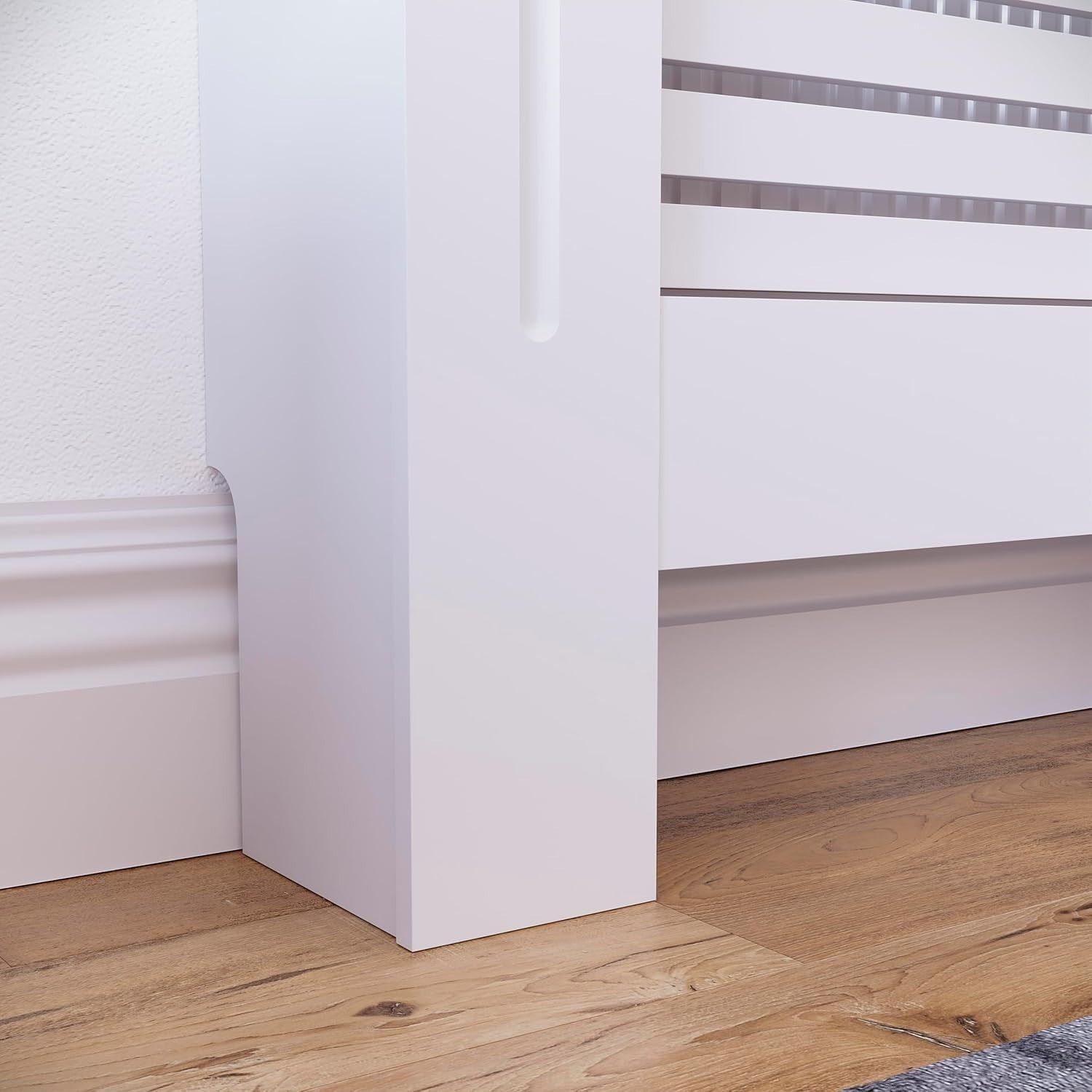 Small White Radiator Cover Modern MDF Painted Cabinet Space Saving Design