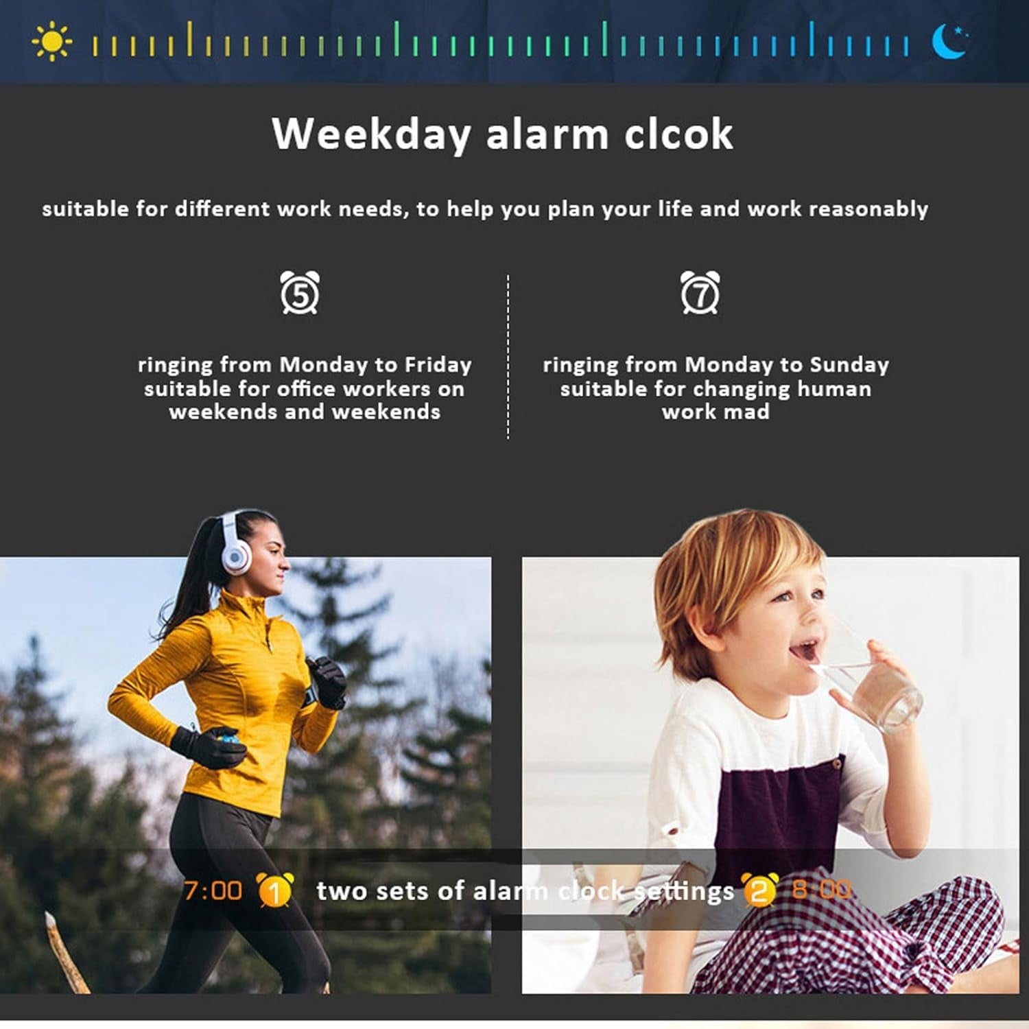 LED Digital Alarm Clock Big Numbers Twin Bell Loud Battery Powered