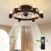 ZHXINASHU Retro Ceiling Fan with Light & Remote, 3-Blade, Black, E27