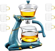 Kungfu Glass Tea Set 1440ml Magnetic Teapot 6 Cups Heat Resistant