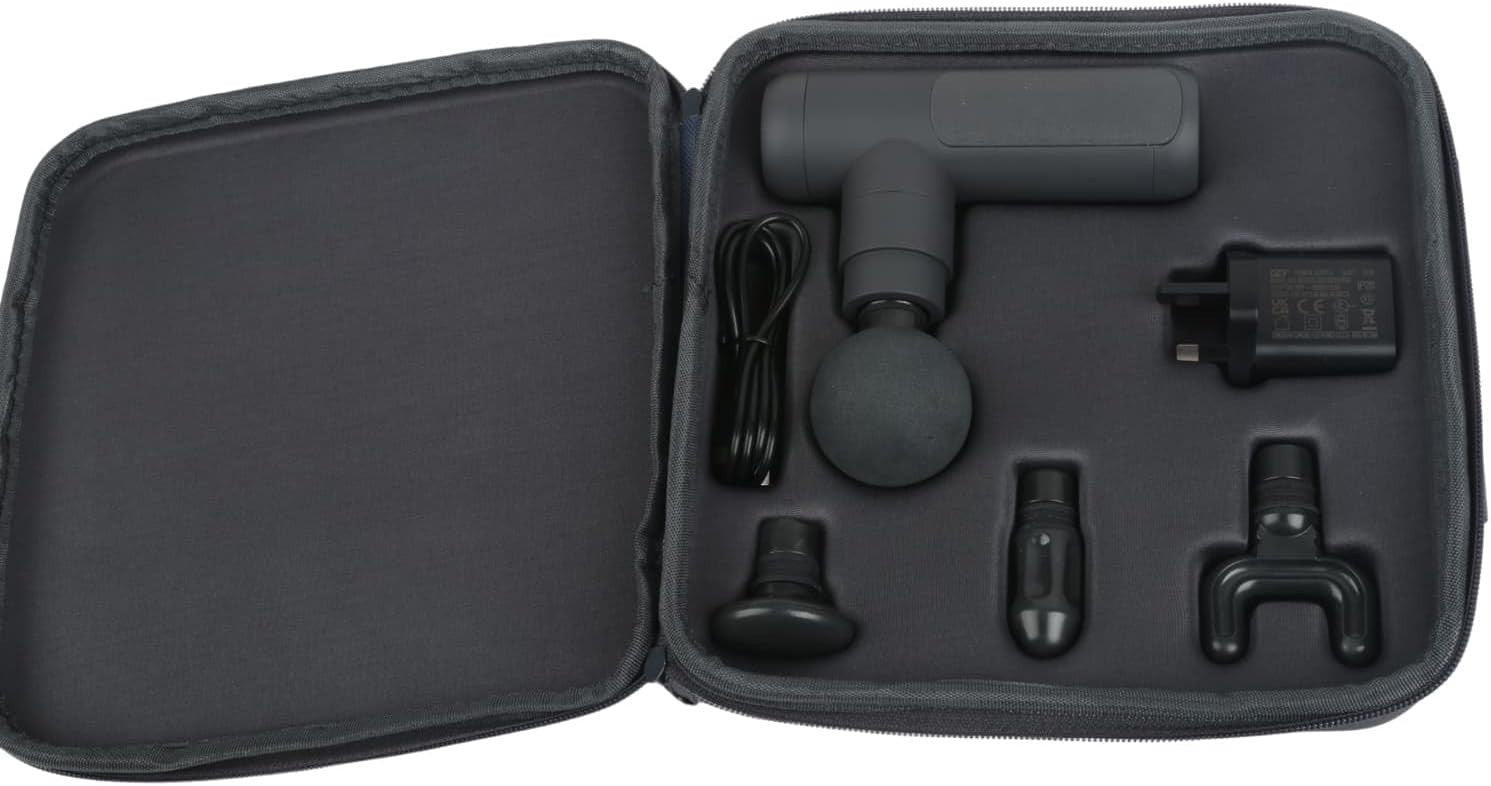 Deep Tissue Massage Gun Compact Muscle Recovery Device 4 Speeds Carry Case