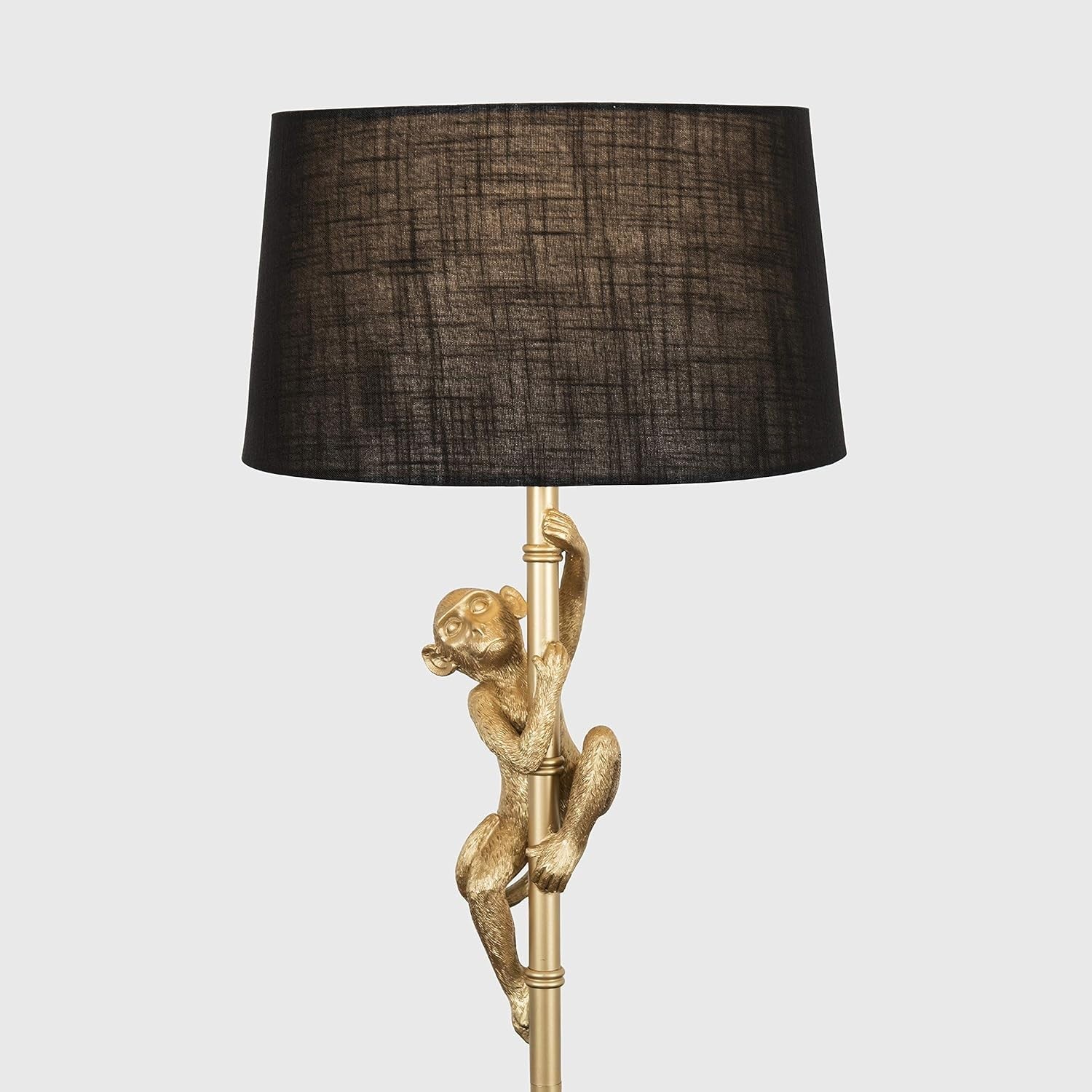 Gold Monkey Floor Lamp Black Shade Tall Statement Standing Light E27 LED