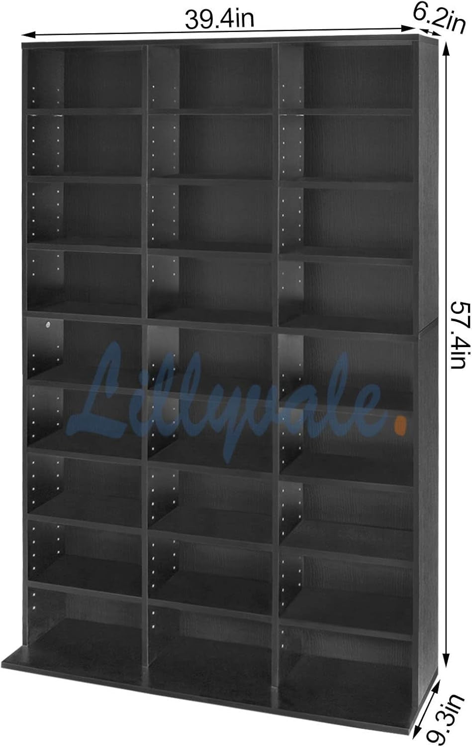 837 CD Storage Cabinet Adjustable Media Shelf DVD Bookcase Black