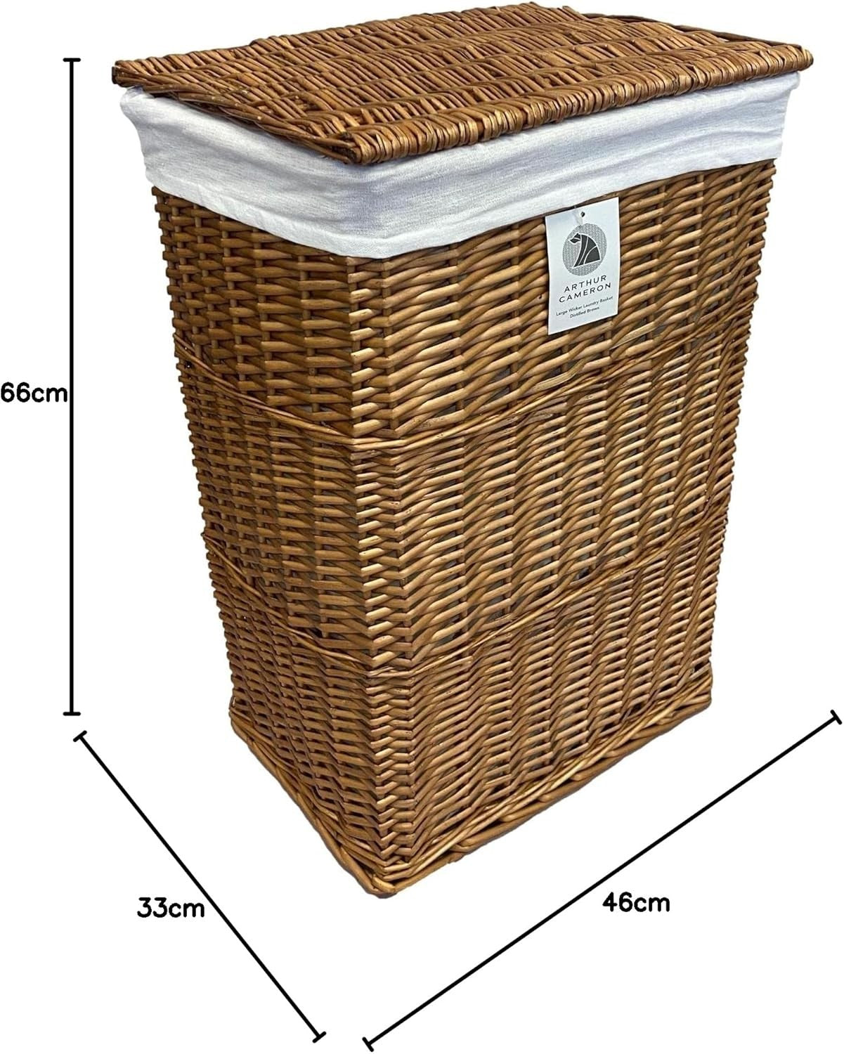 Large Wicker Laundry Basket with Lid & Washable Liner – Distilled Brown Hamper