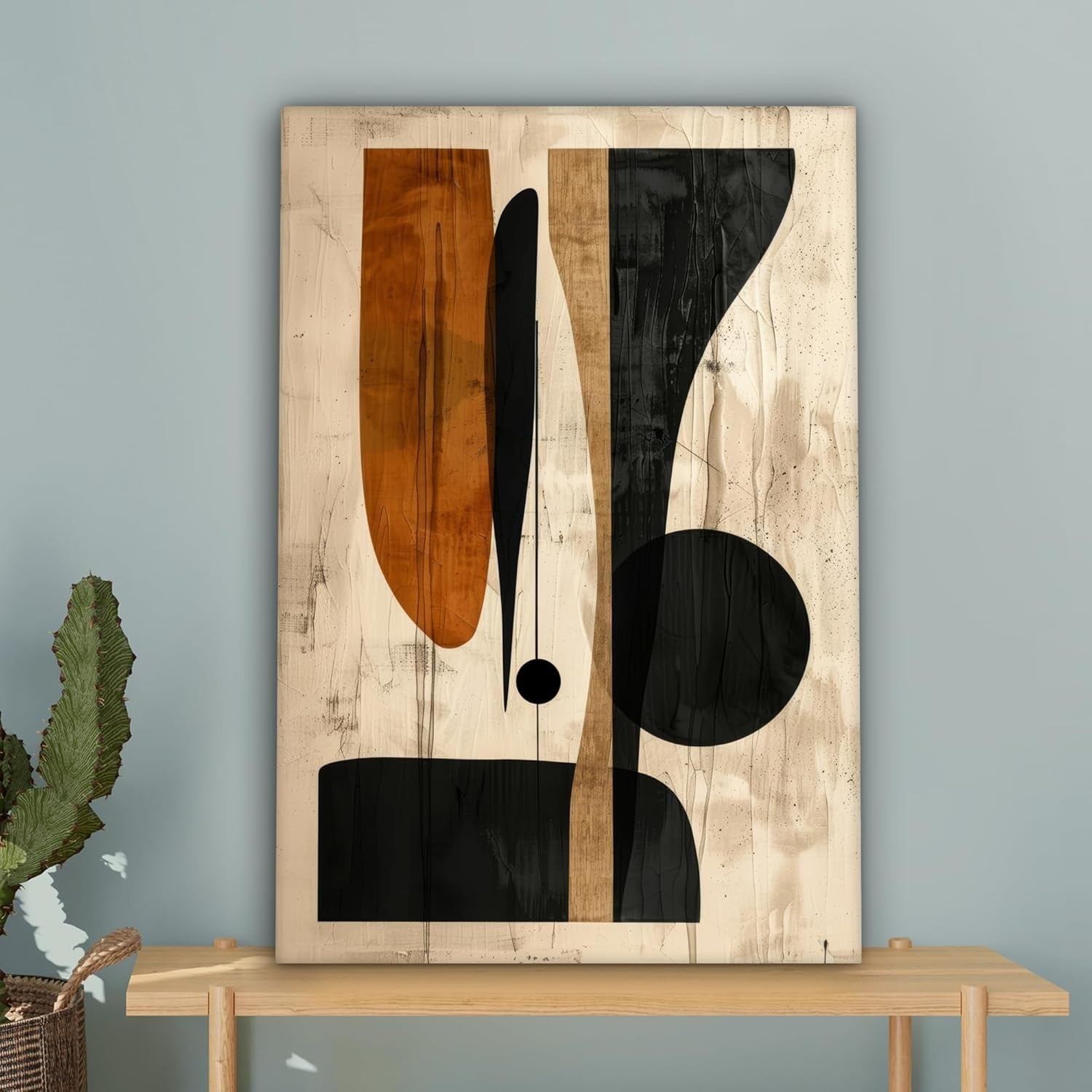 Abstract Beige Black Canvas Wall Art 40x60cm Modern Framed Print