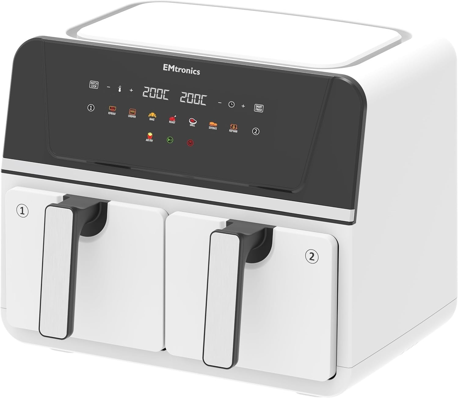Dual Zone 9L Air Fryer 2400W Family Size | Smart Finish | Low-Oil Cooking White