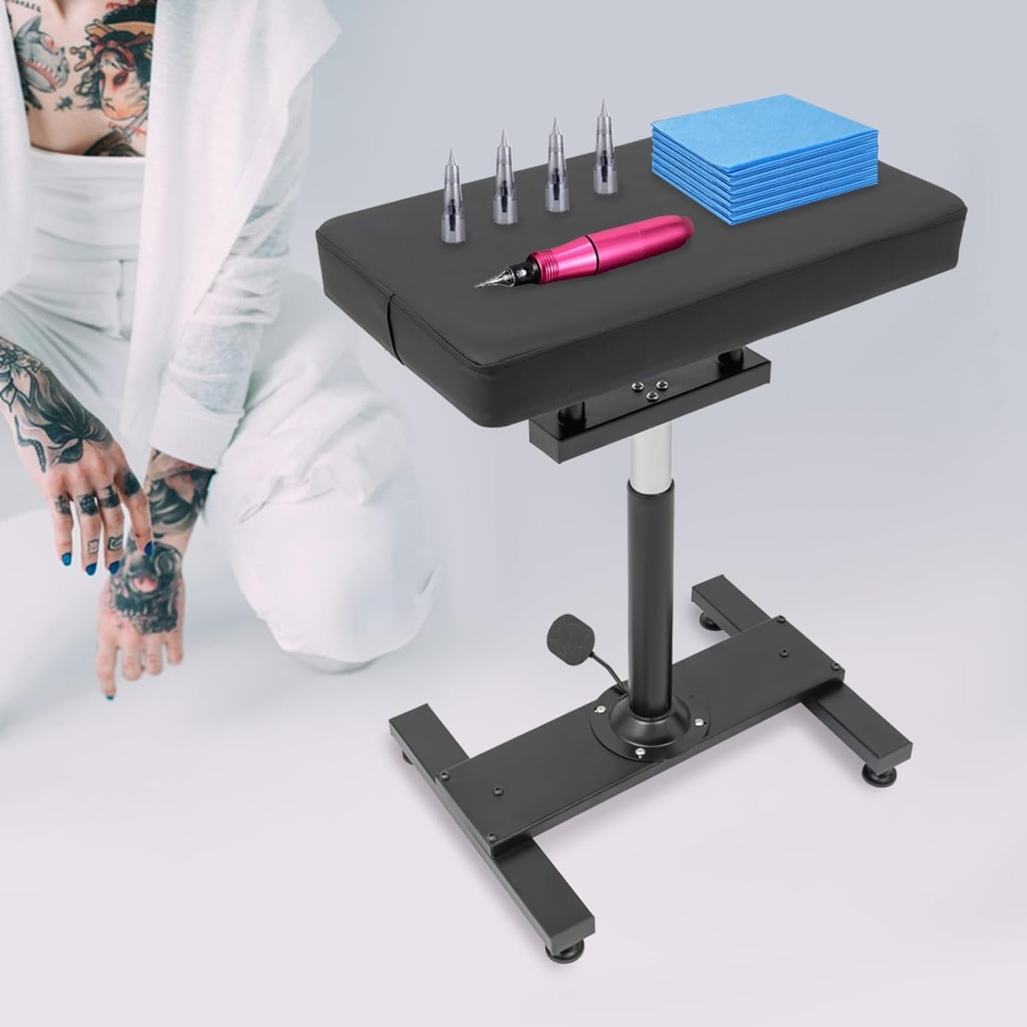 Hydraulic Lifting Tattoo Armrest Stand - Adjustable Height & 0-180° Angle & Max.