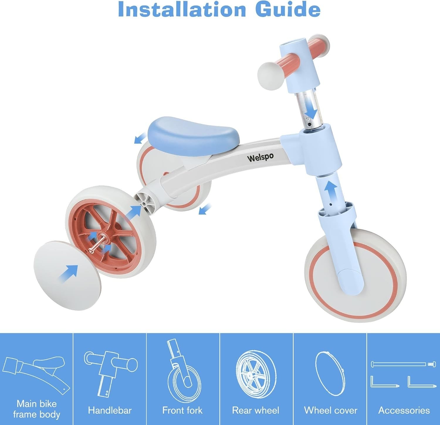 3 Wheel Baby Balance Bike Toddler First Bicycle No Pedal Age 12-24M