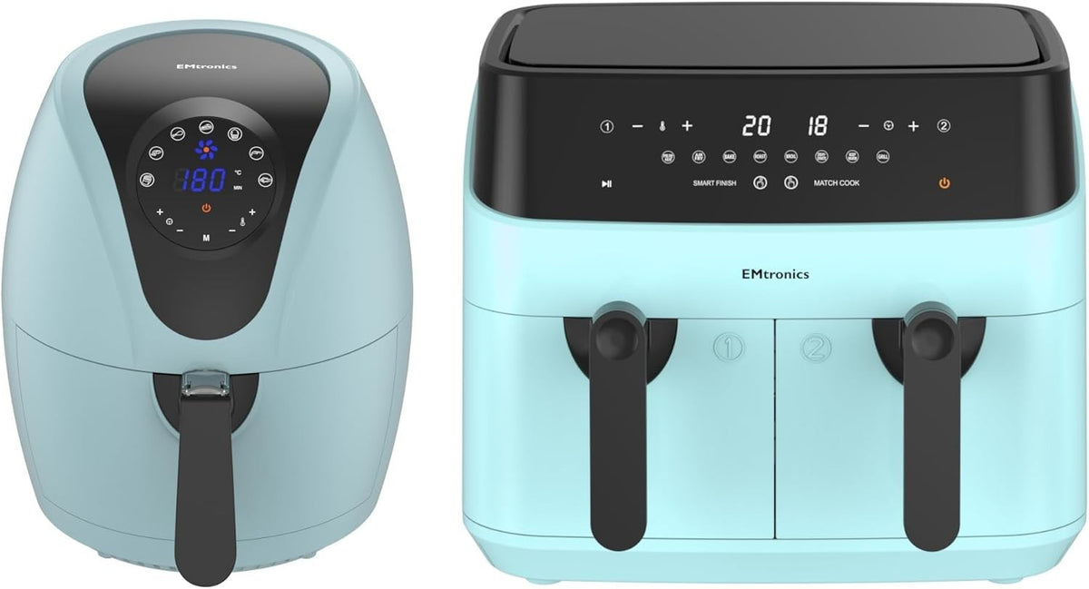 Aqua Air Fryer Set Dual Drawer 9L + 4.5L Manual Smart Presets Low Fat