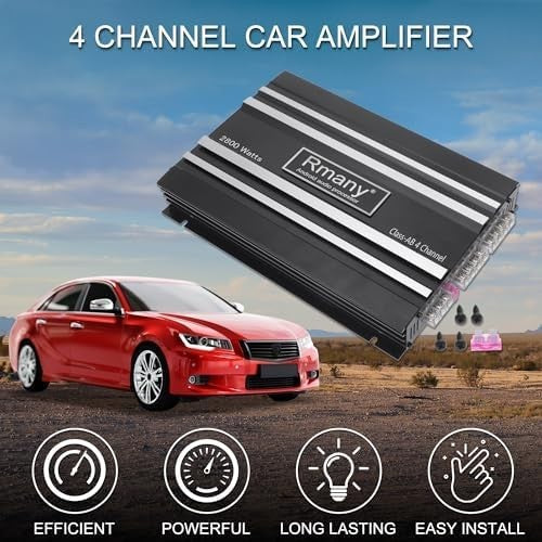 12V 4-Channel Car Amplifier 2800W Stereo Audio High-Power Black
