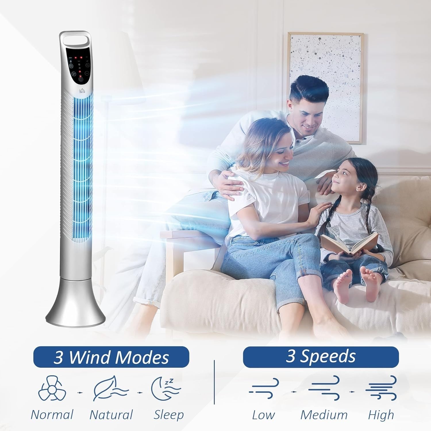 36-Inch Tower Fan – 3-Speed Freestanding Cooling Fan with Timer & Remote Control