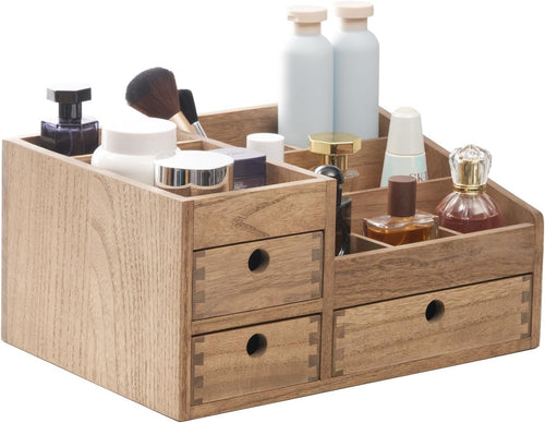 Large Wooden Makeup Organizer with 3 Drawers & 8 Compartments – Cosmetic Storage