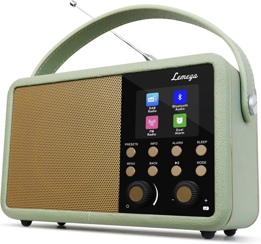 DAB+ Digital Radio Bluetooth Alarm Clock 60 Presets Green