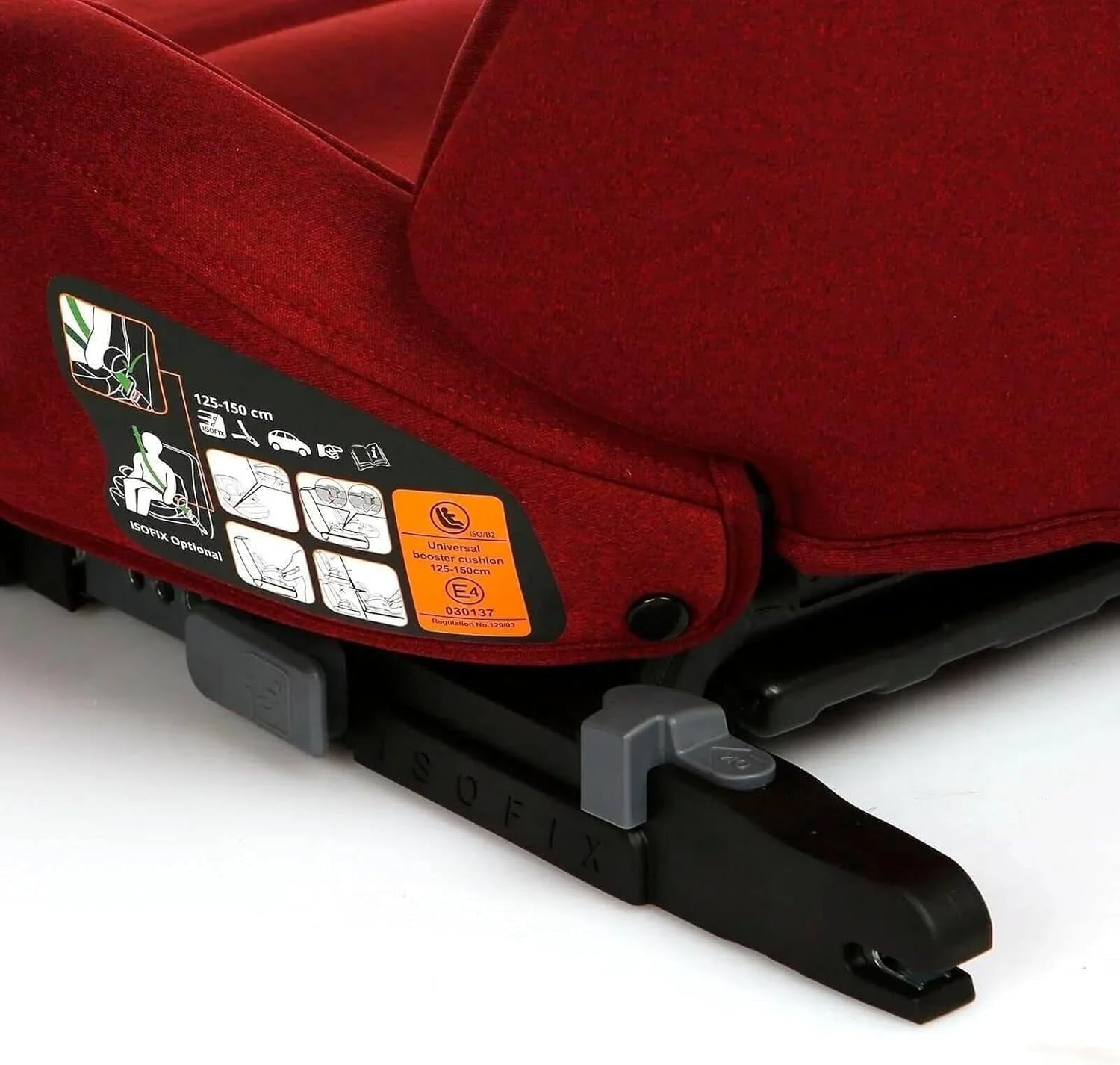 Kids Car Booster Seat i-Size 4–12 Years Portable Child Seat 15–36kg Red