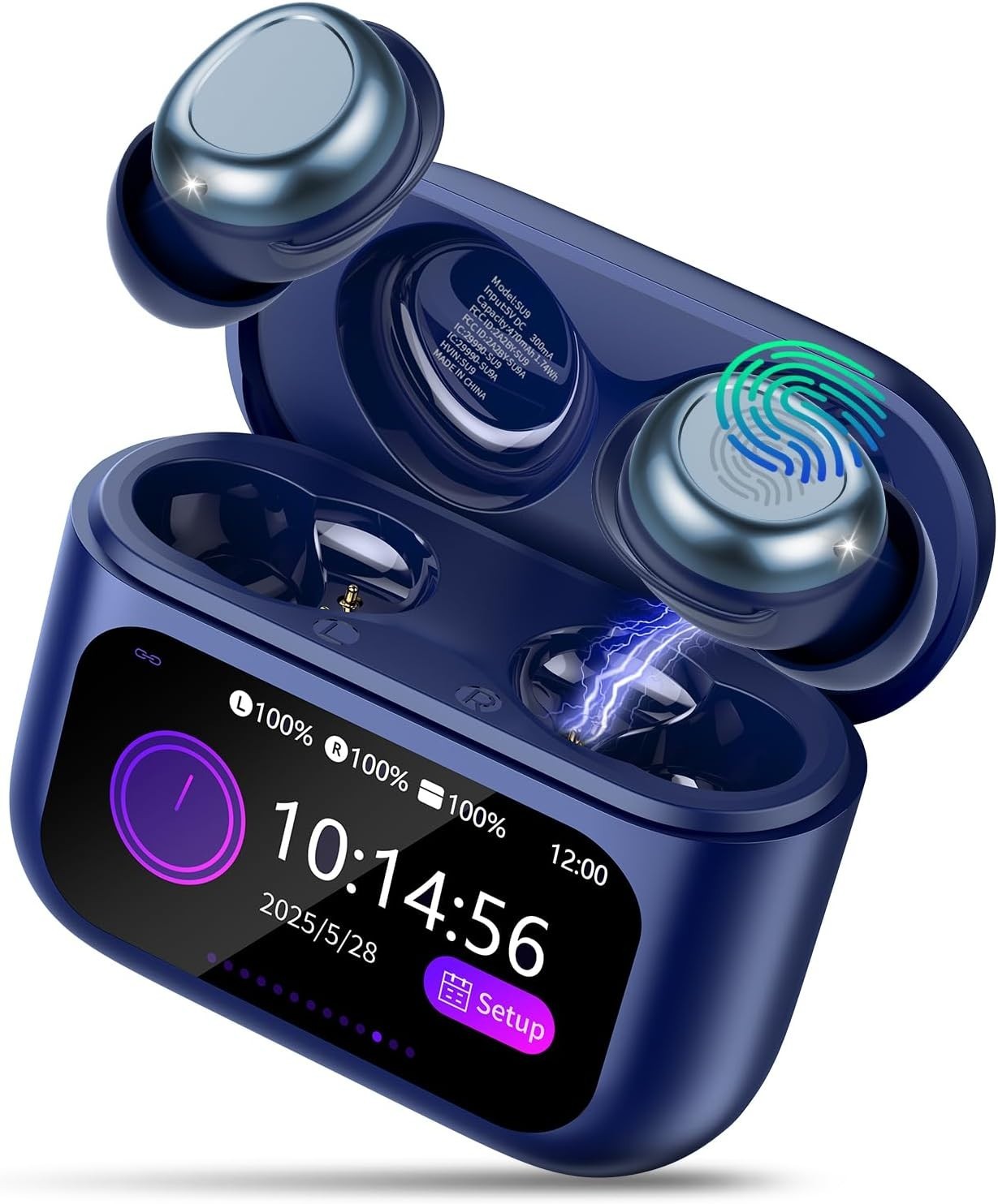 Bluetooth 5.4 Sleep Earbuds 48H Battery IP7 Waterproof HiFi Stereo Blue