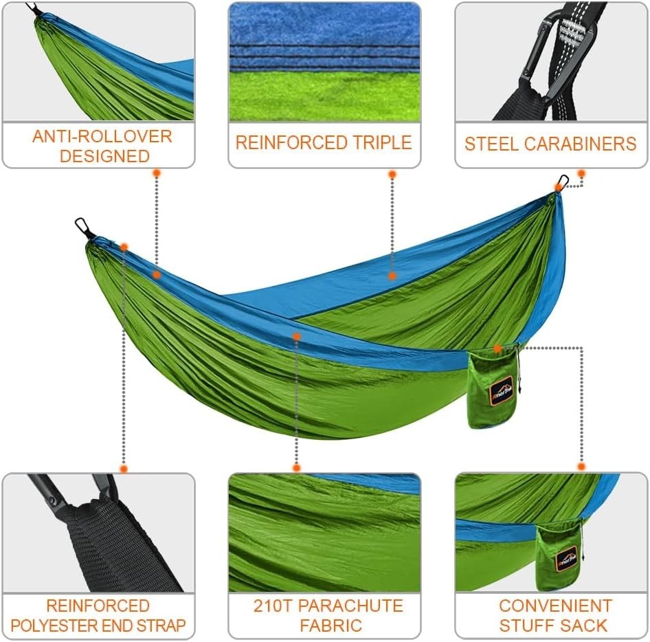 Lightweight 1-Person Camping Hammock with Tree Straps & 250kg Load