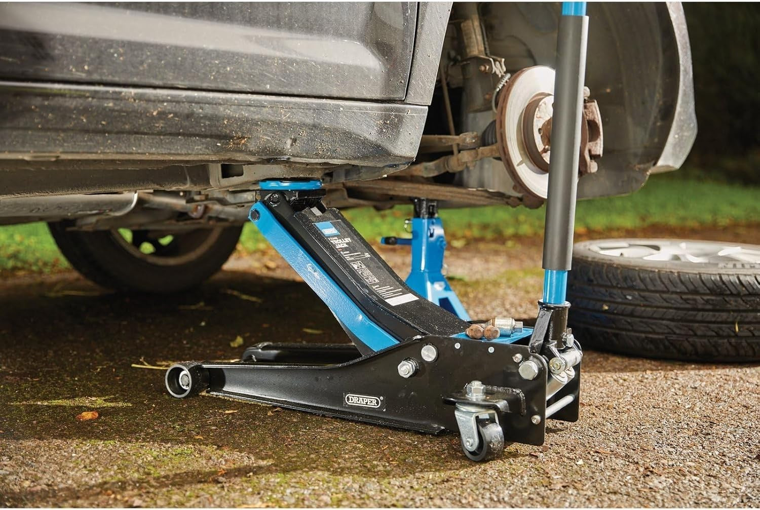 3 Ton Low Profile Trolley Jack 75–505 mm Heavy Duty Car Lift Blue/Black