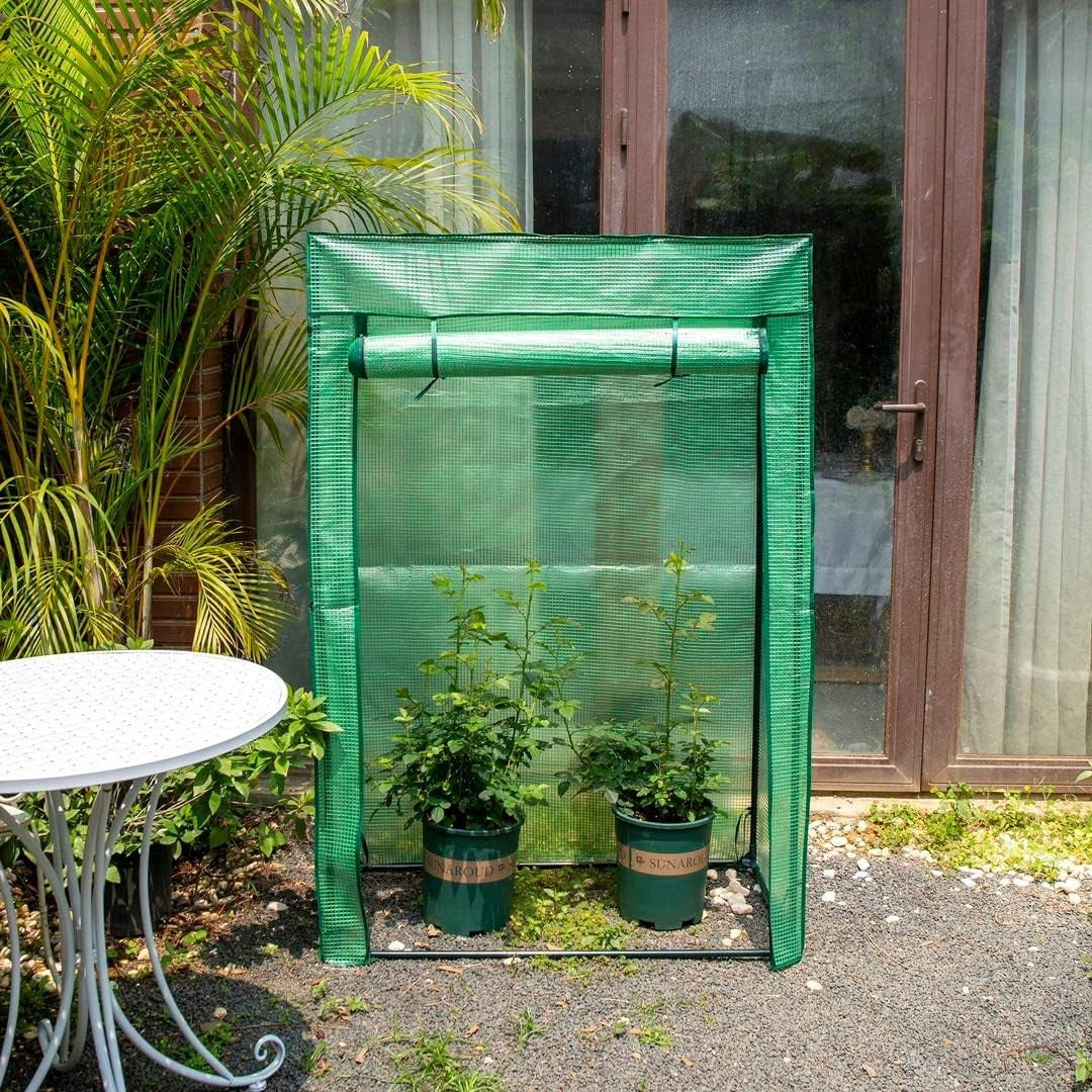 Tomato Mini Greenhouse with Reinforced Frame & Roll-Up Door for Garden Plants