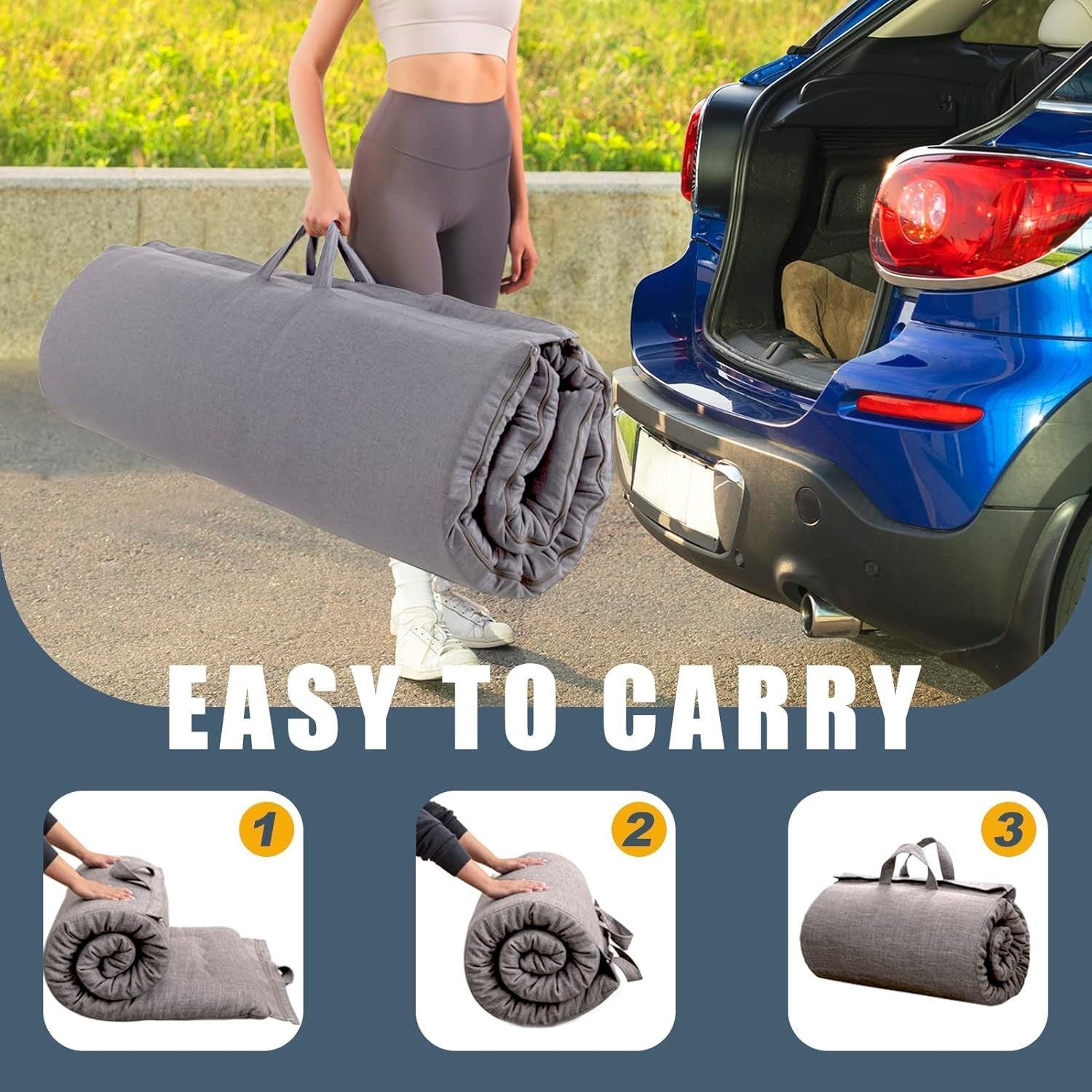 Foldable Floor Futon Mattress Single 10cm Thick Foam Bed Guest Camping