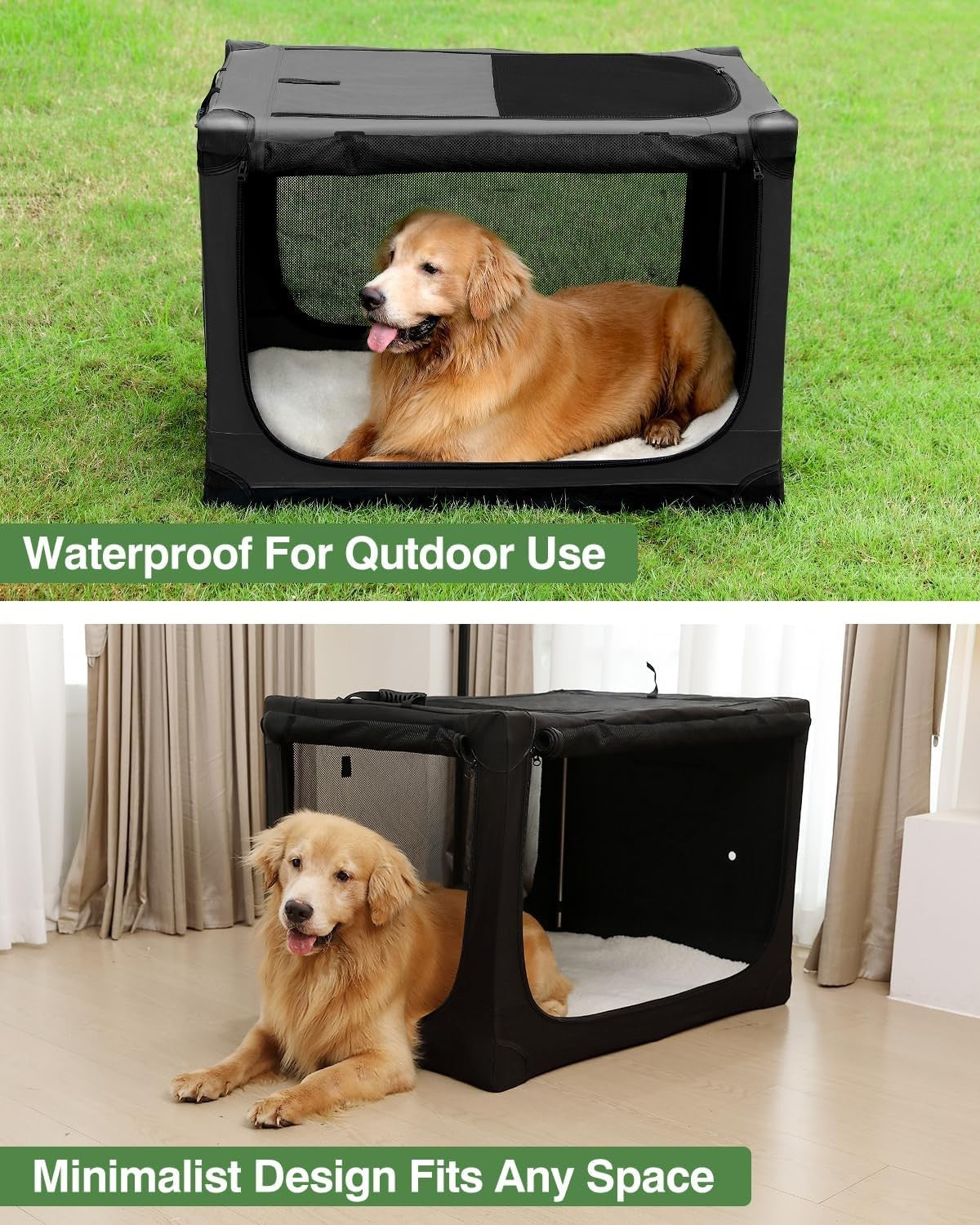 Medium Portable Collapsible Dog Crate Soft Kennel with Mesh Windows & Mat
