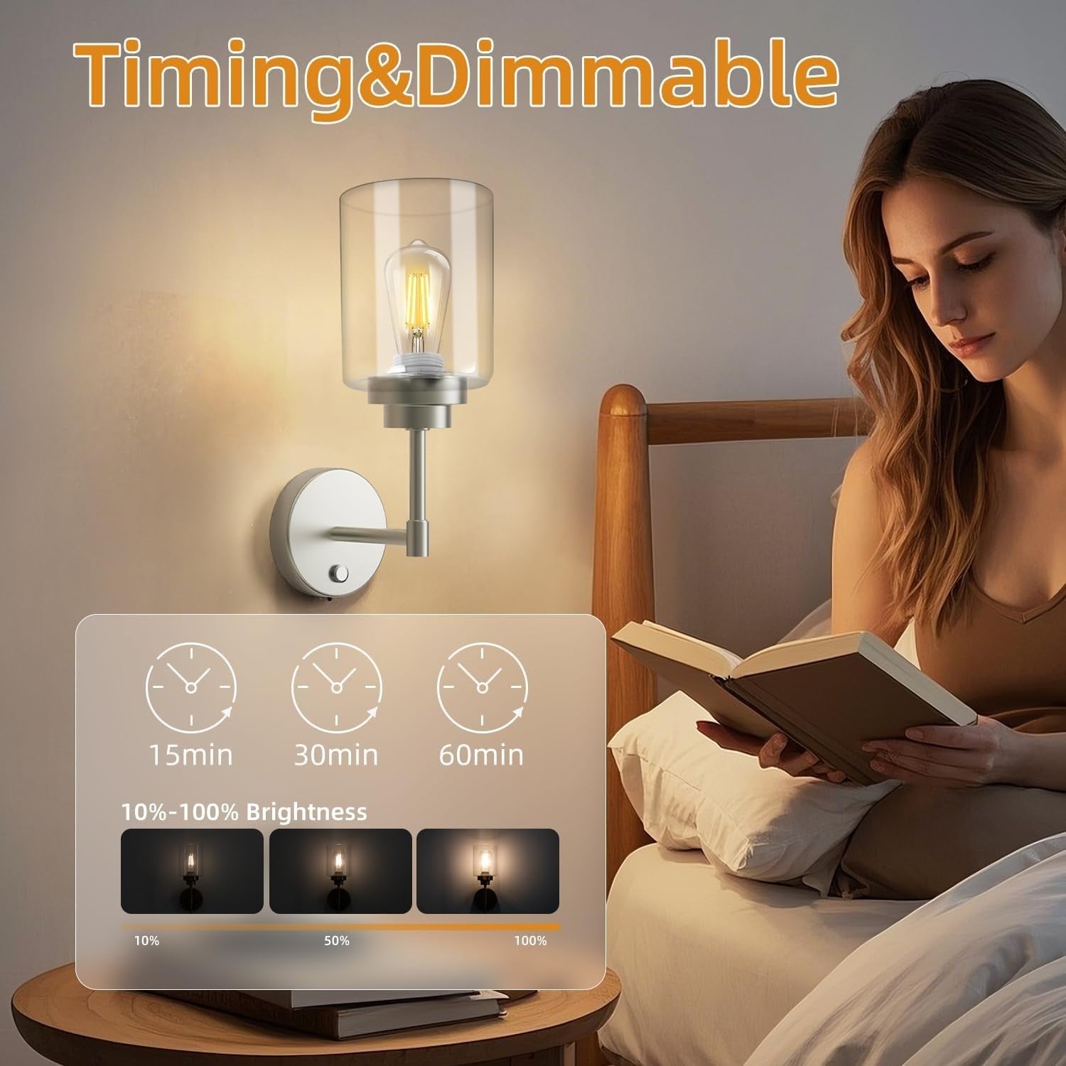 Wireless Battery Operated Wall Sconce Set of 2 with Remote, Dimmable