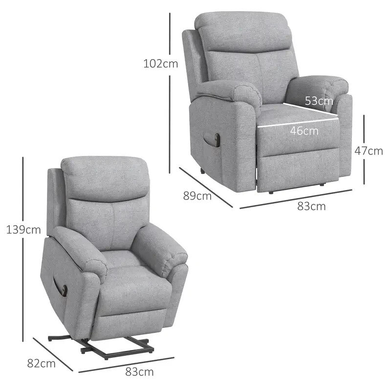Electric Riser Recliner Chair Massage Lift Armchair Grey for Elderly Lounge