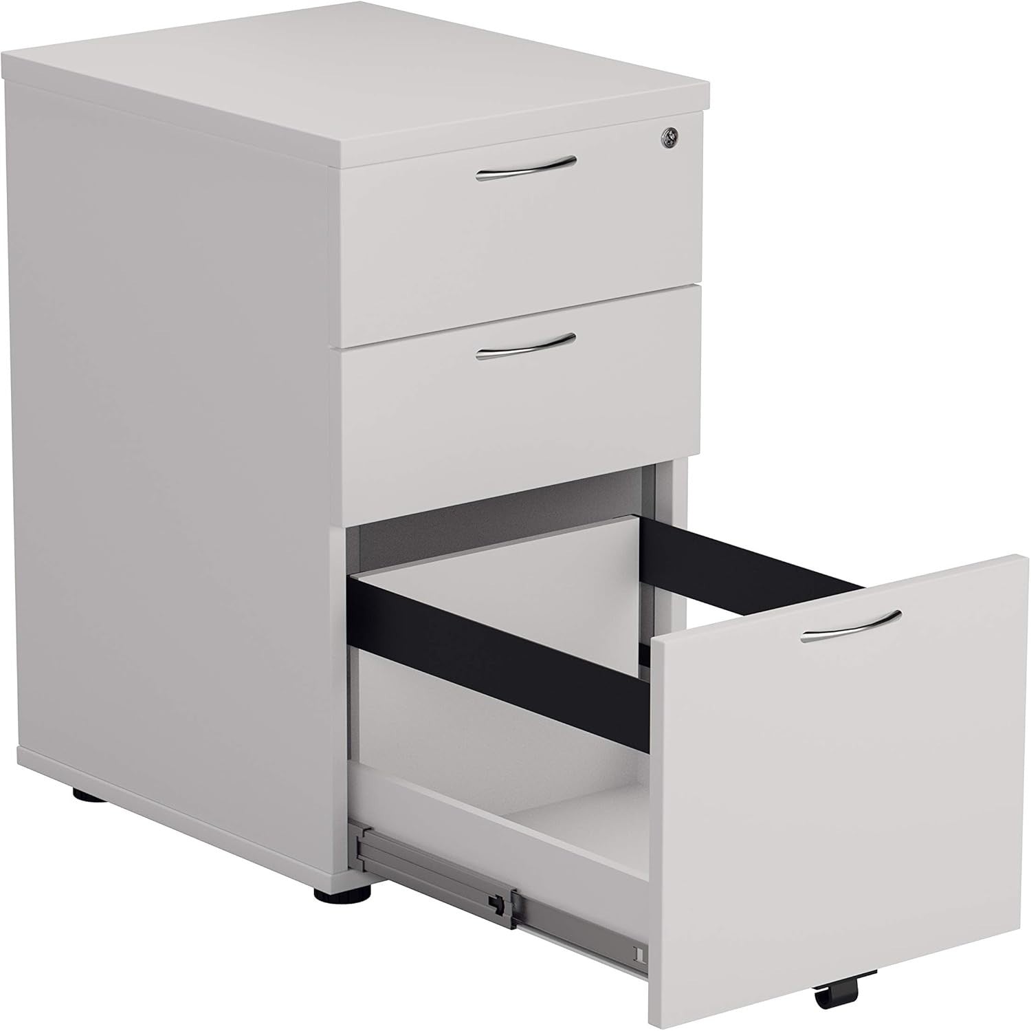 White Under Desk Filing Cabinet 3 Drawer Lockable A4 Foolscap
