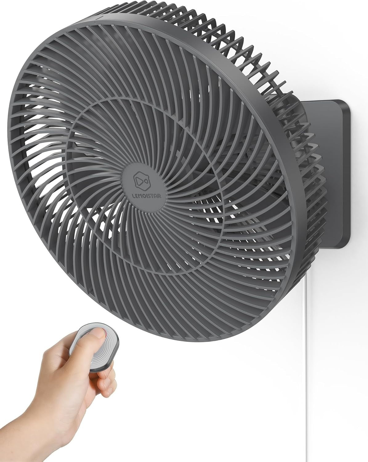 12" Wall Mounted Fan Remote Control 4-Speed Quiet Cooling Adjustable Tilt Timer