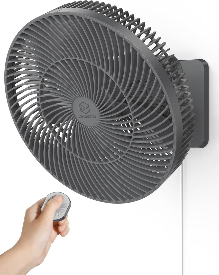 12" Wall Mounted Fan Remote Control 4-Speed Quiet Cooling Adjustable Tilt Timer