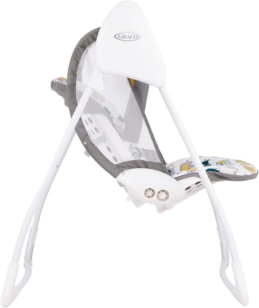 Compact Baby Swing with 2 Speeds Recline Toy Bar Foldable Seat 0-6m