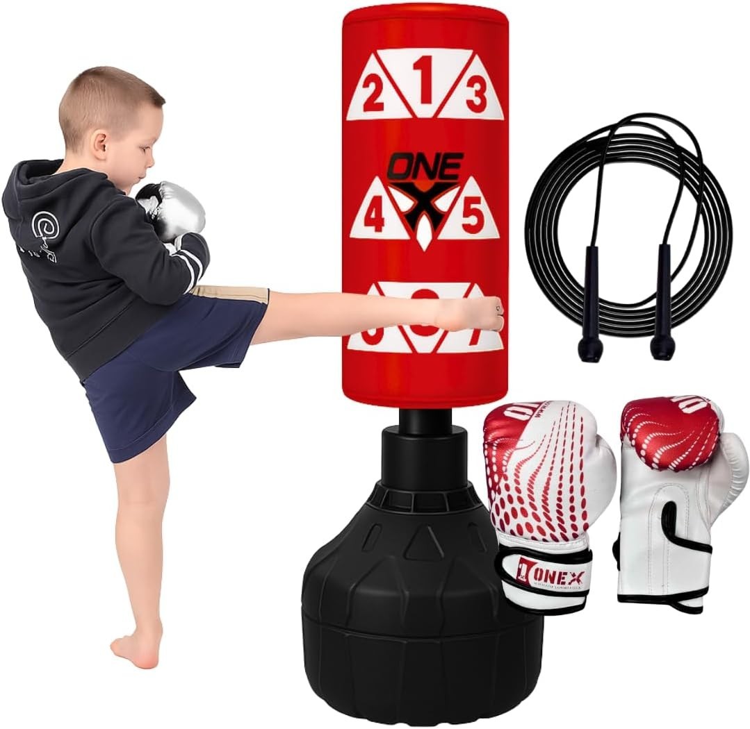Kids Boxing Training Punch Bag 3.5FT Freestanding Gloves Set