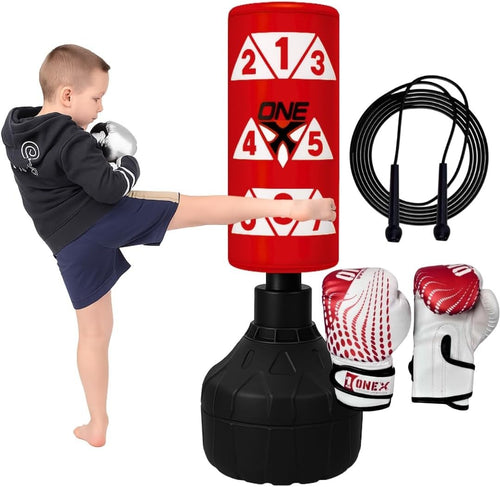 Kids Boxing Training Punch Bag 3.5FT Freestanding Gloves Set