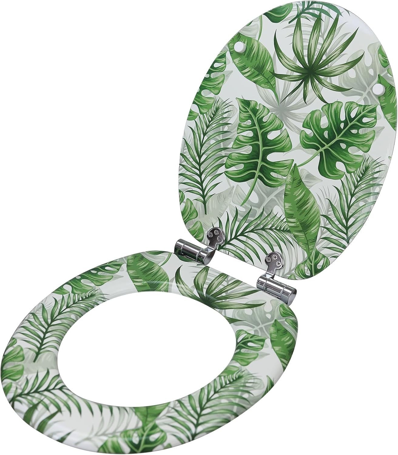 Designer MDF Wooden Soft Close Toilet Seat Patterned O Shape 43.5x37.5cm