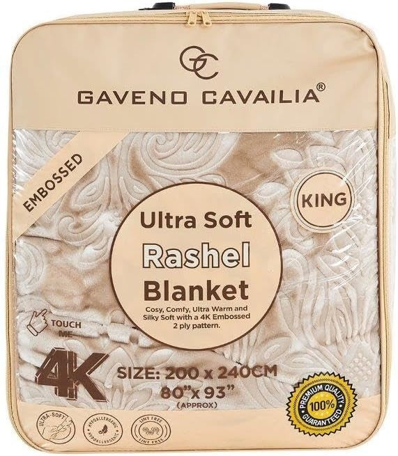 Natural 4kg Damask Sherpa Weighted Blanket 200x240cm King Size